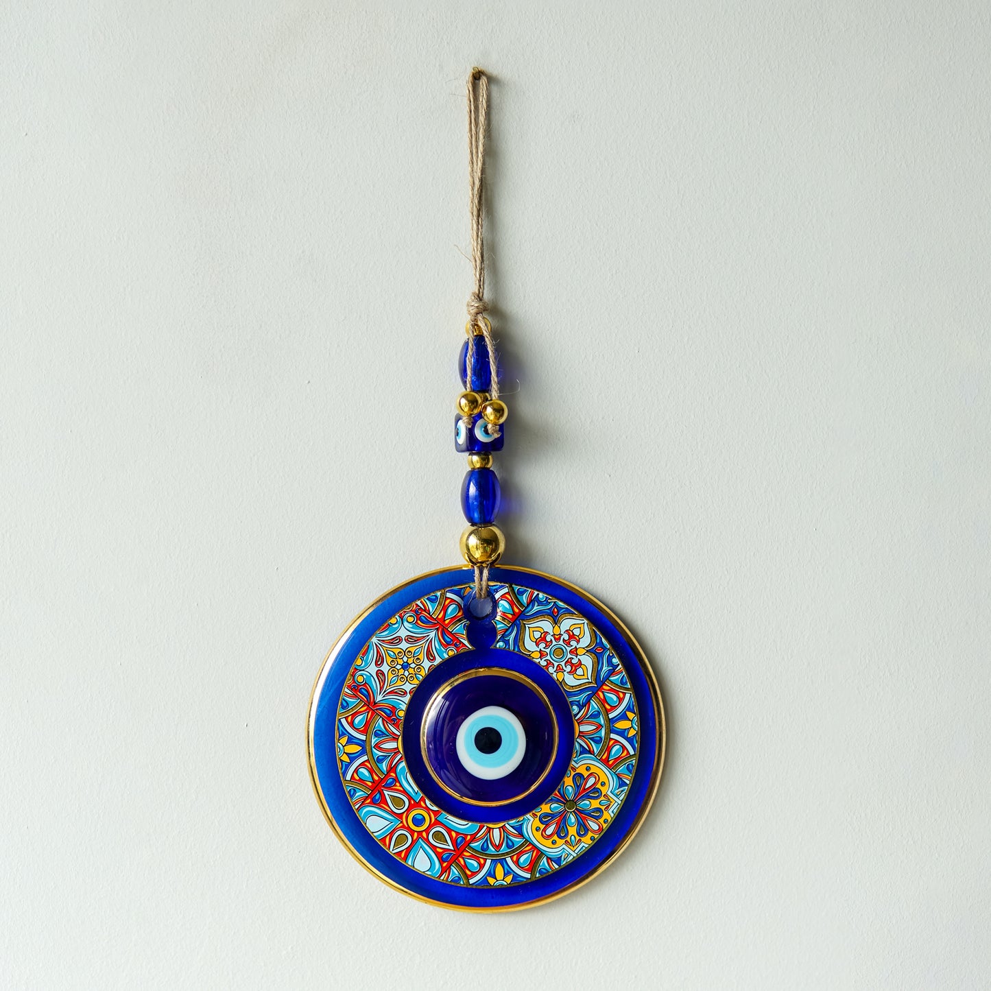 Geometric Patterned Gold Evil Eye Bead 2