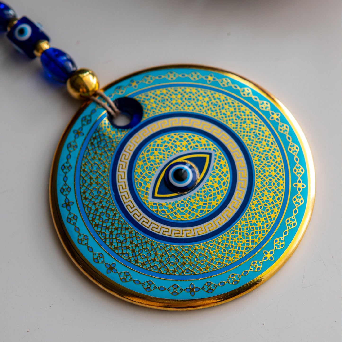 Ethnic Patterned Gold Evil Eye Bead