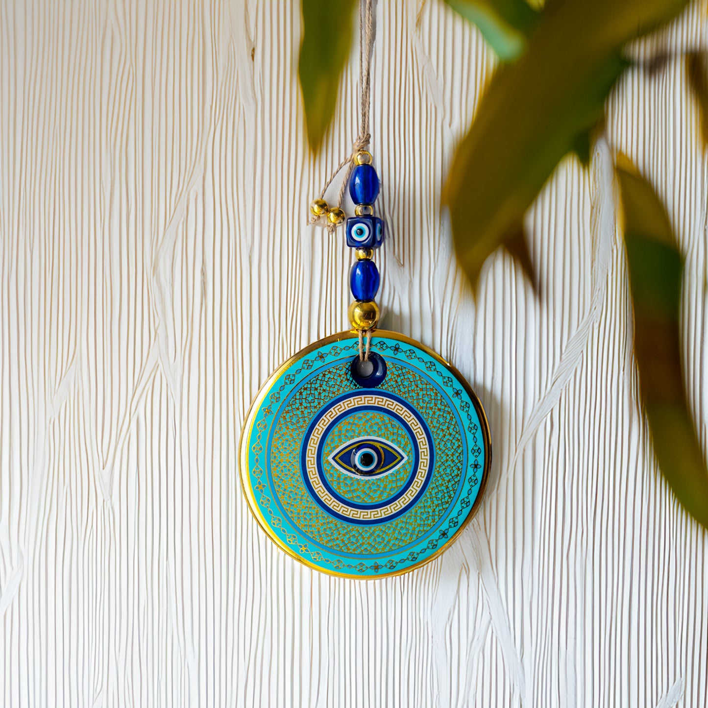 Ethnic Patterned Gold Evil Eye Bead