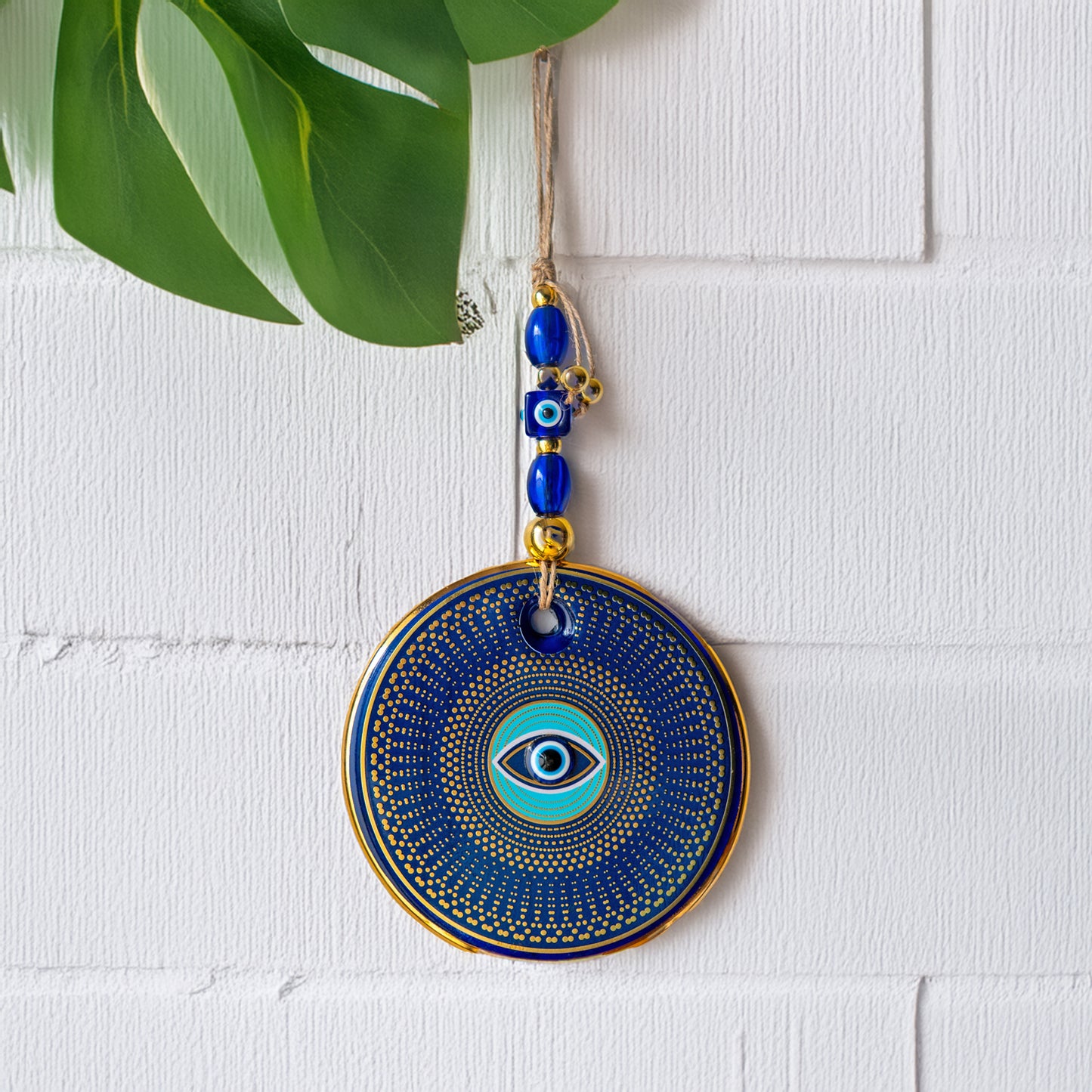 Ethnic Patterned Gold Evil Eye Bead 2