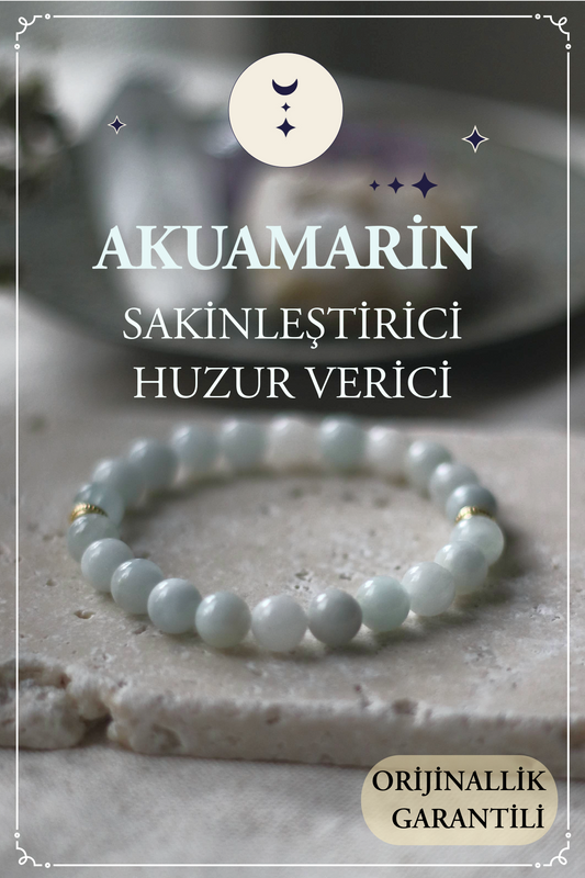 Akuamarin Doğal Taş Bileklik (Sakinleştirir, Huzur Verir)