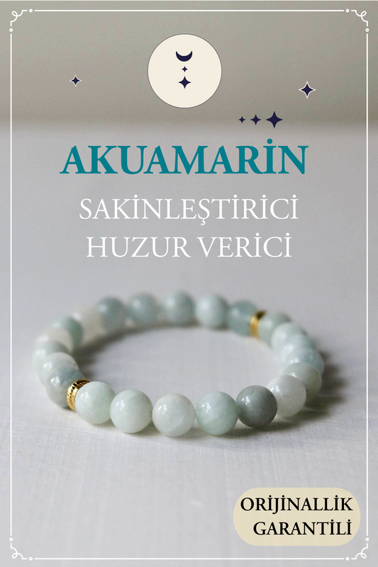 Akuamarin Doğal Taş Bileklik (Sakinleştirir, Huzur Verir)