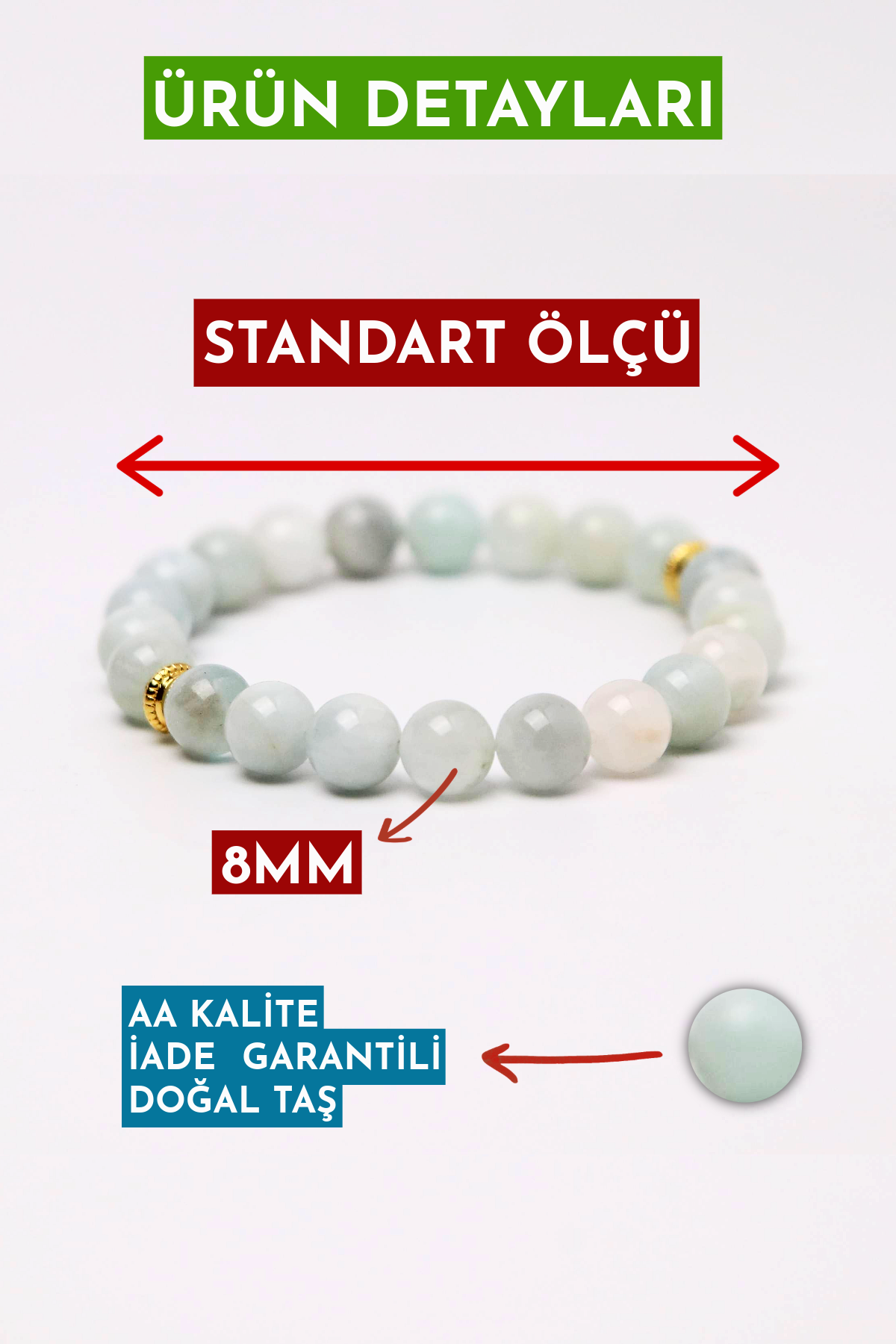 Aquamarine Natural Stone Bracelet (Inner Peace and Sea Spirit)
