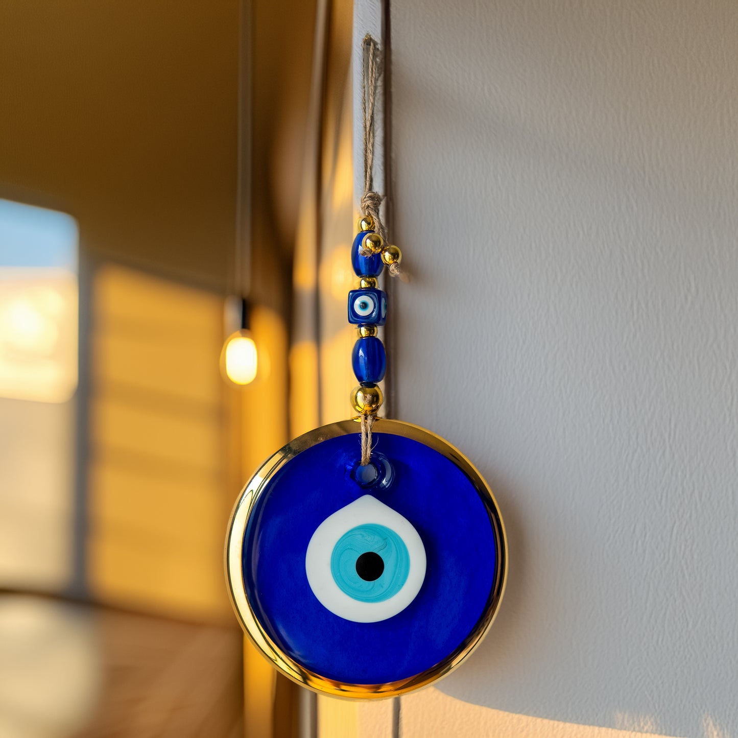 Classic Blue Gold Foil Evil Eye Bead - Protection and Good Luck