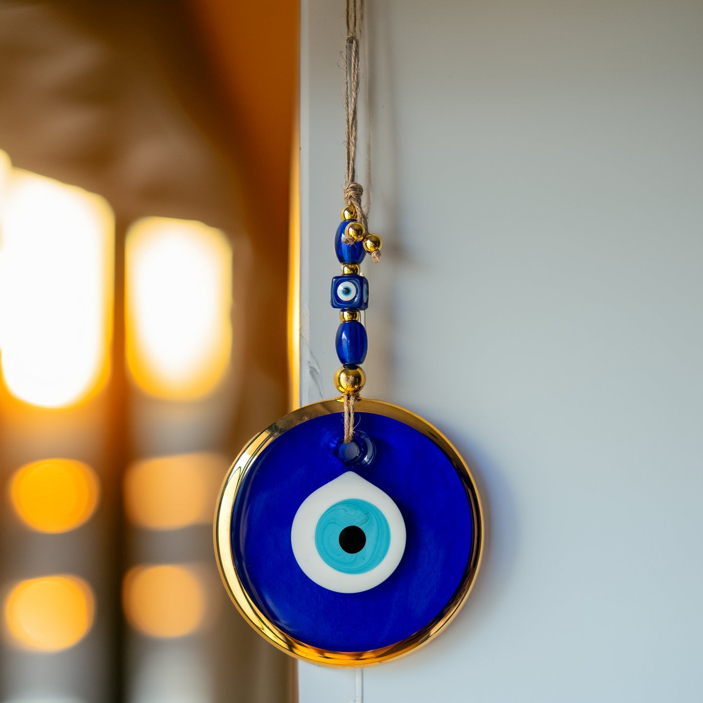 Classic Blue Gold Foil Evil Eye Bead - Protection and Good Luck