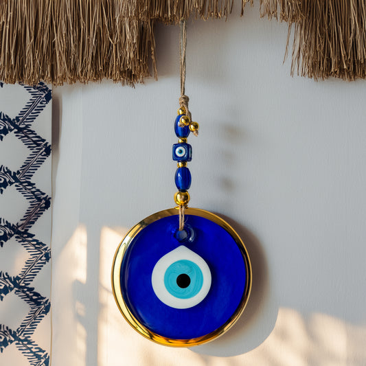 Classic Blue Gold Foil Evil Eye Bead - Protection and Good Luck