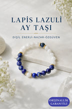 Lapis Lazuli & Ay Taşı Doğal Taş Bileklik | Dişil Enerji, Nazar ve Özgüven Enerjisi