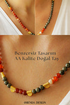 BEREKET/İRADE-Pirit-Akik Doğal Taş Kolye