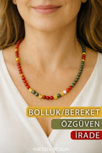 BEREKET/İRADE-Pirit-Akik Doğal Taş Kolye