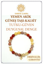 Sakral Çakra – Yemen Akik, Güneş Taşı, Kalsit Taşlı Doğal Taş Bileklik