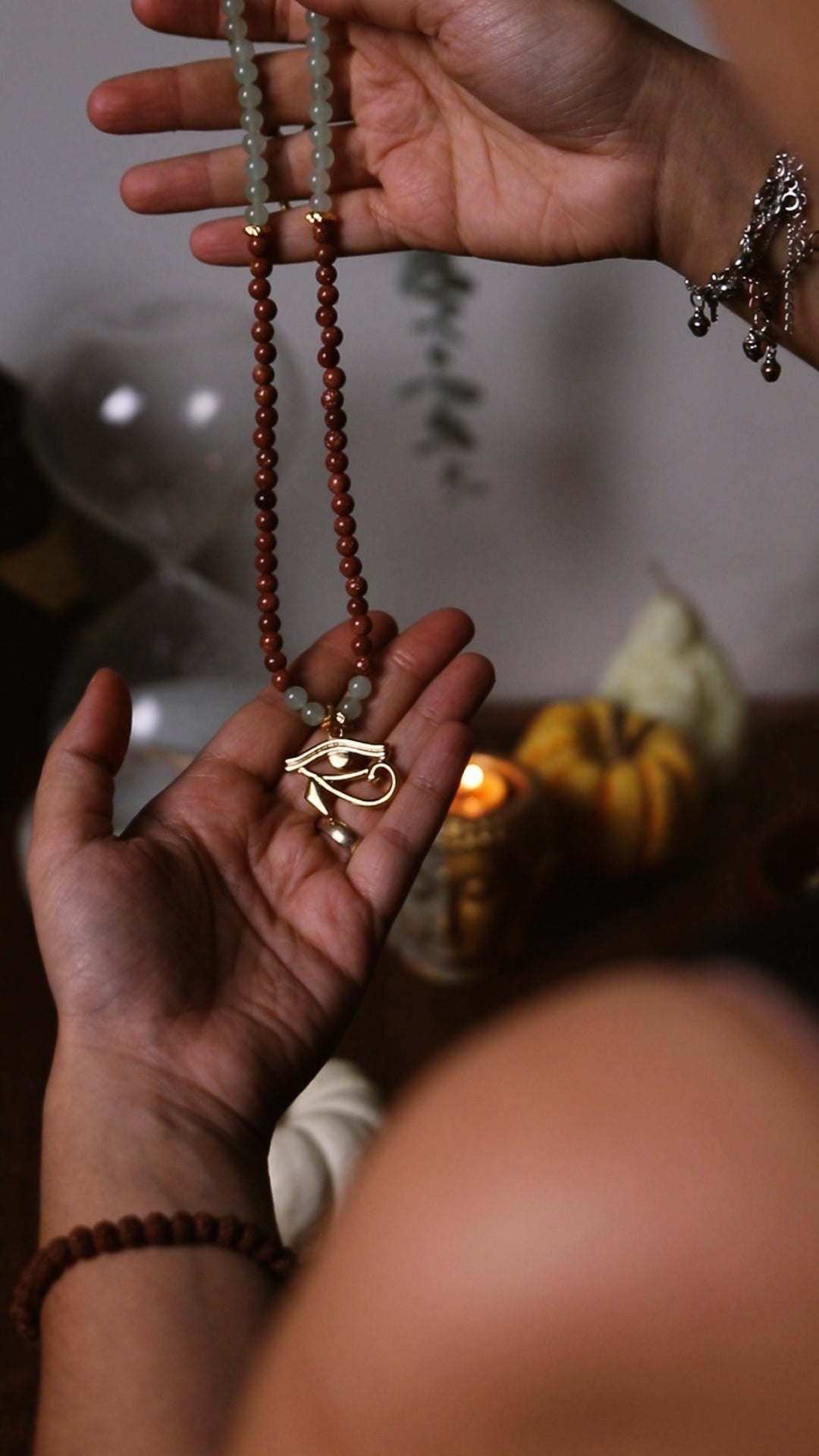 PROTECTION - Eye of Horus - Star Stone - Green Aventurine Natural Stone Necklace