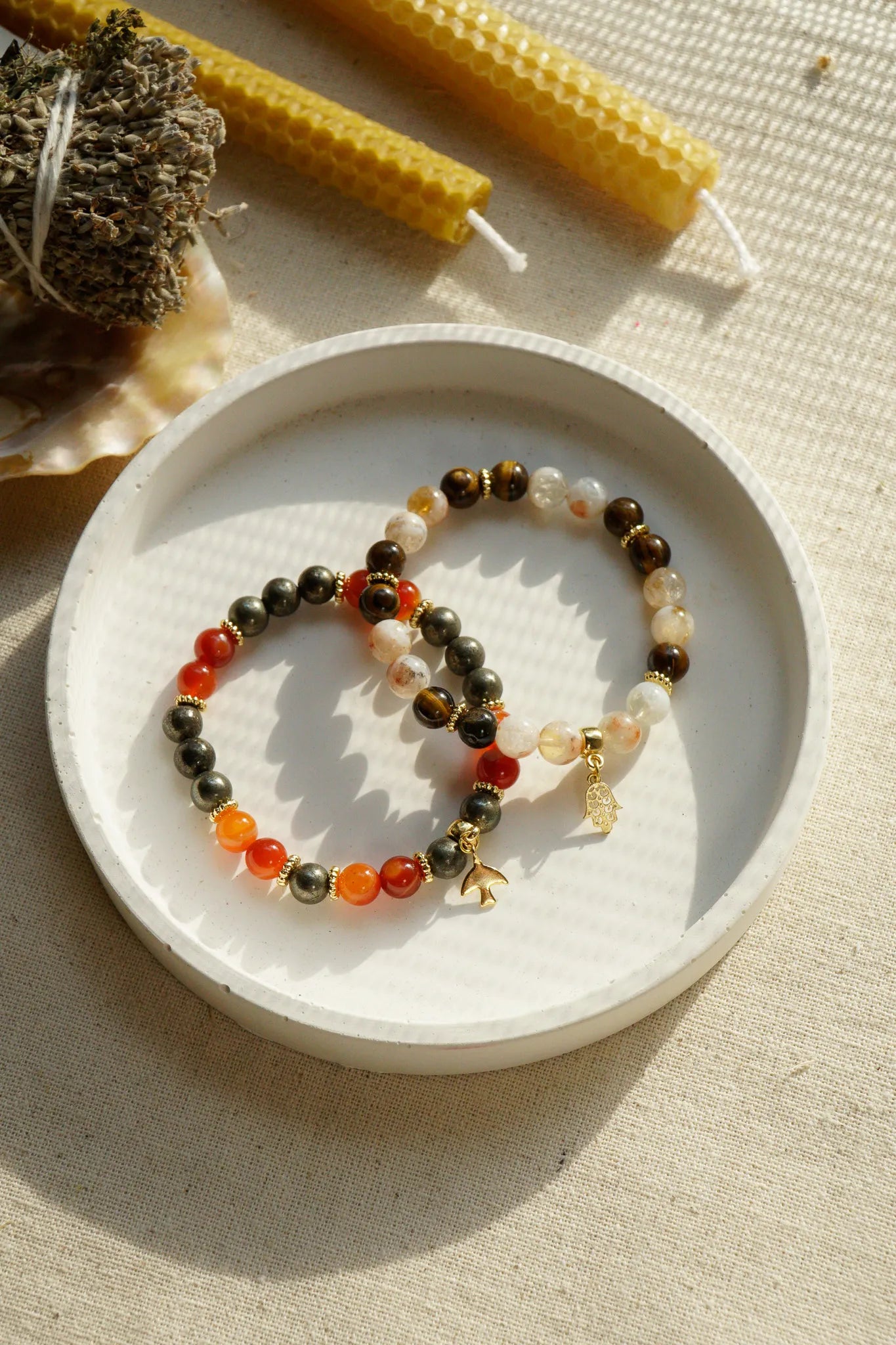 Fire Element Natural Stone Bracelet Set - Aries, Leo and Sagittarius