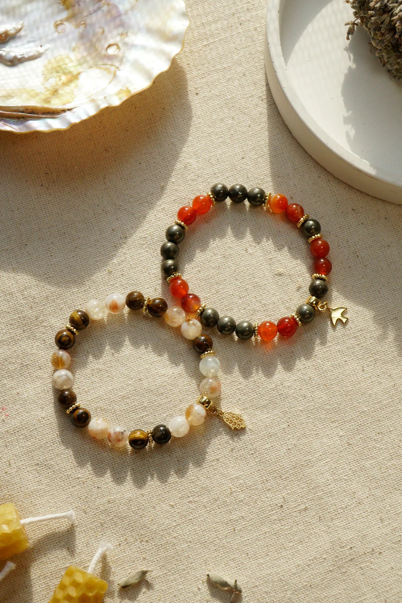 Fire Element Natural Stone Bracelet Set - Aries, Leo and Sagittarius
