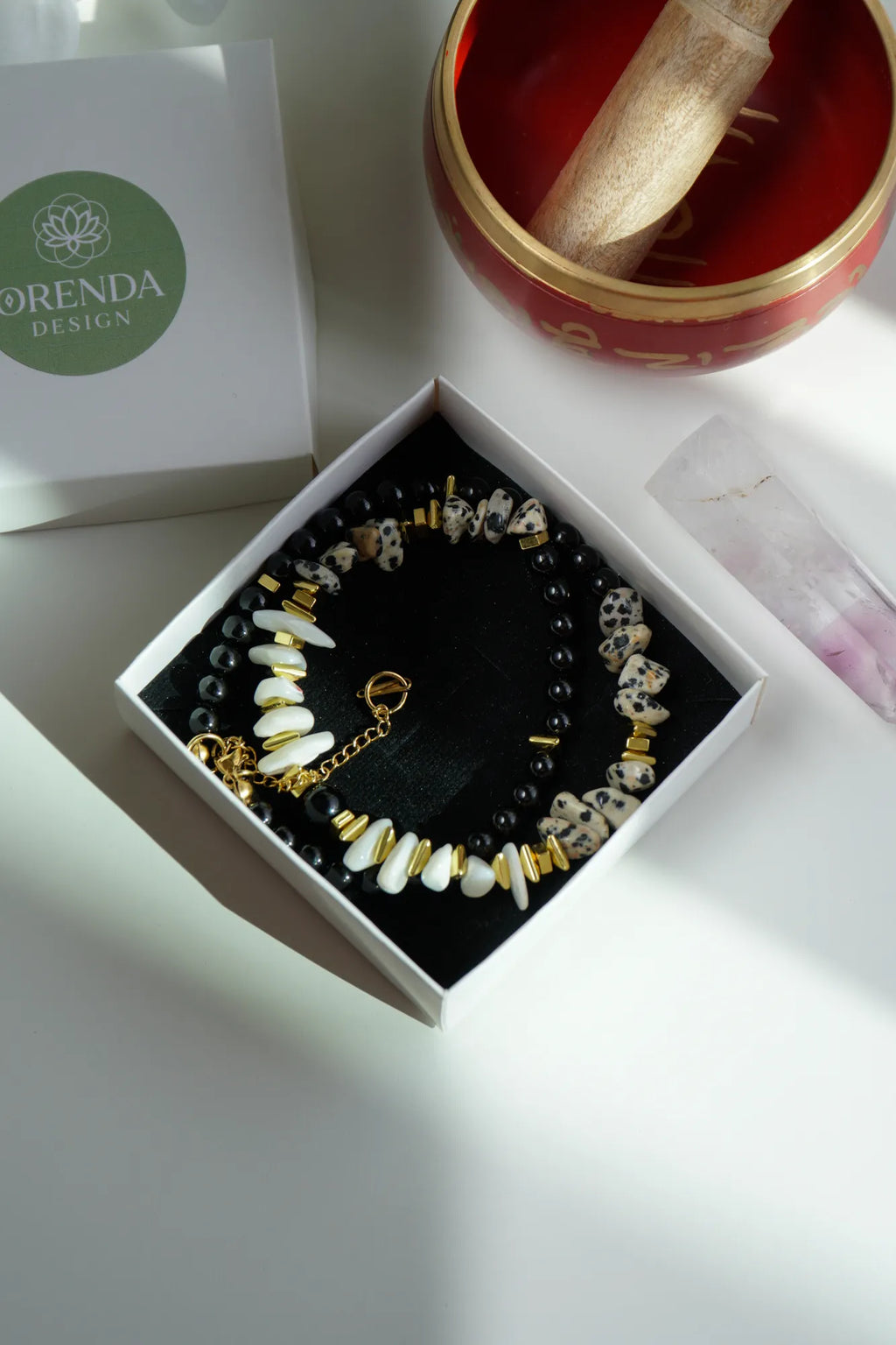 Jasper Obsidyen Sedef Doğal Taş Kolye (Topraklanma ve Koruma )