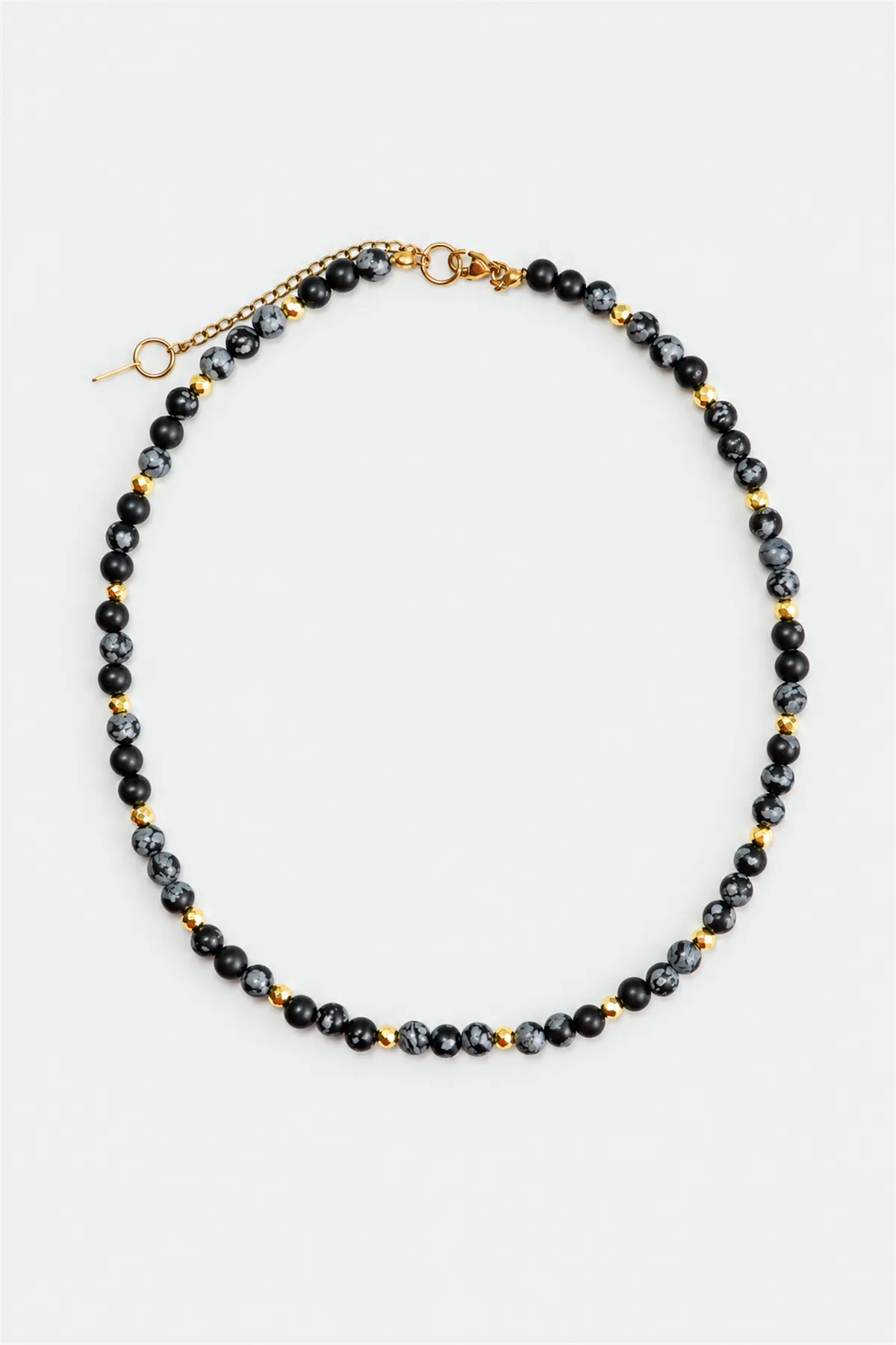 Karlı Obsidyen Doğal Taş Kolye (Denge ve Dönüşüm)