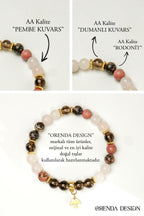 Rodonit, Pembe Kuvars, Dumanlı Kuvars Doğal Taş Bileklik – Şifa, Sevgi & Denge