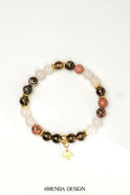 Rodonit, Pembe Kuvars, Dumanlı Kuvars Doğal Taş Bileklik – Şifa, Sevgi & Denge