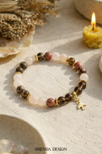 Rodonit, Pembe Kuvars, Dumanlı Kuvars Doğal Taş Bileklik – Şifa, Sevgi & Denge