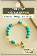 Turkuaz, Kristal Kuvars, Nazar Boncuğu Doğal Taş Bileklik – Koruma, Denge & Saf Enerji