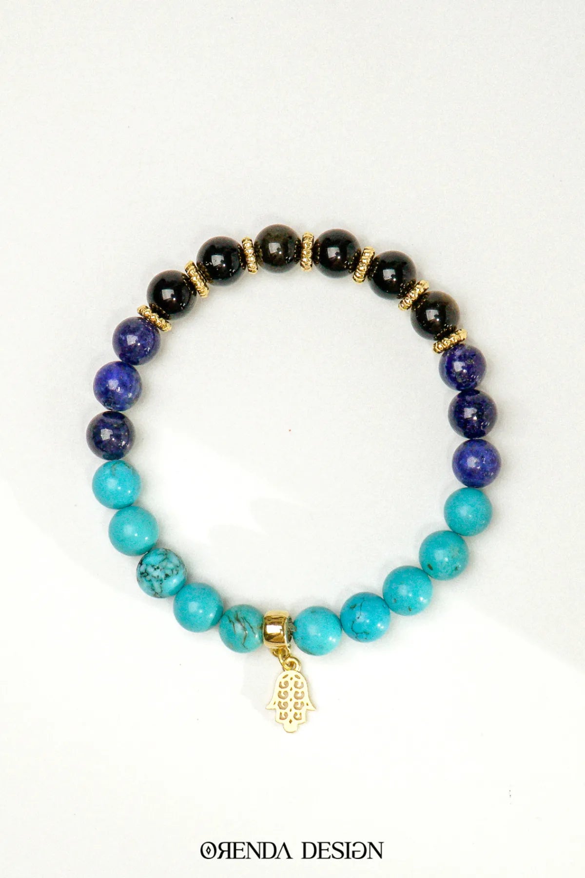 Turkuaz, Lapis Lazuli, Obsidyen Doğal Taş Bileklik – Nazar & Korunma