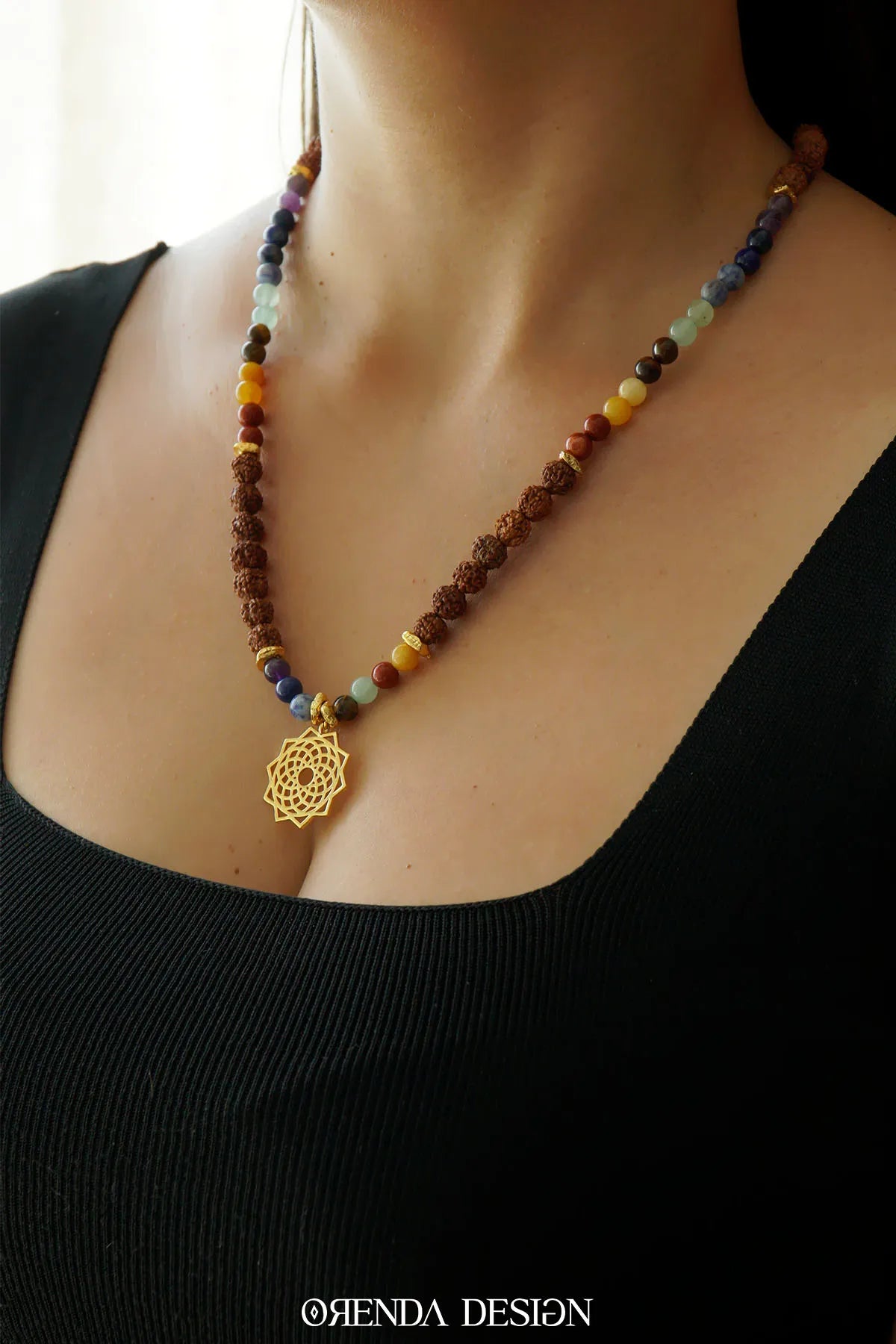 SPIRITUAL BALANCE – Torus- 7 Chakra – Rudhaska- Natural Stone Necklace