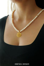 FEMININE ENERGY and ABUNDANCE – Flower of Life – Pearl Natural Stone Necklace