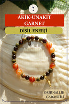 Akik, Unakit, Garnet Doğal Taş Bileklik – Dişil Enerji