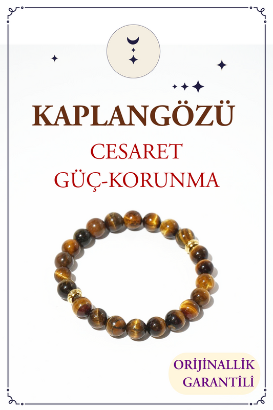 Kaplan Gözü Doğal Taş Bileklik (Cesaret, Güç ve Korunma)