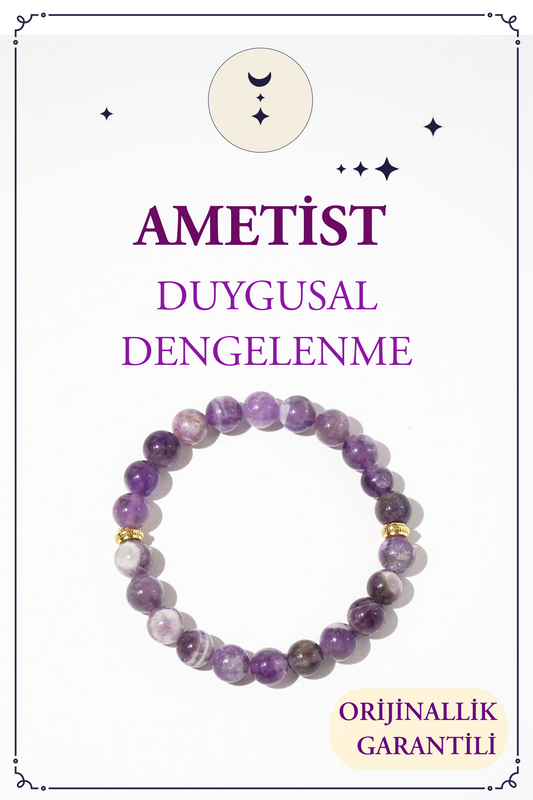 Ametist Taşı Doğal Taş Bileklik (Duygusal Dengenin Taşı)