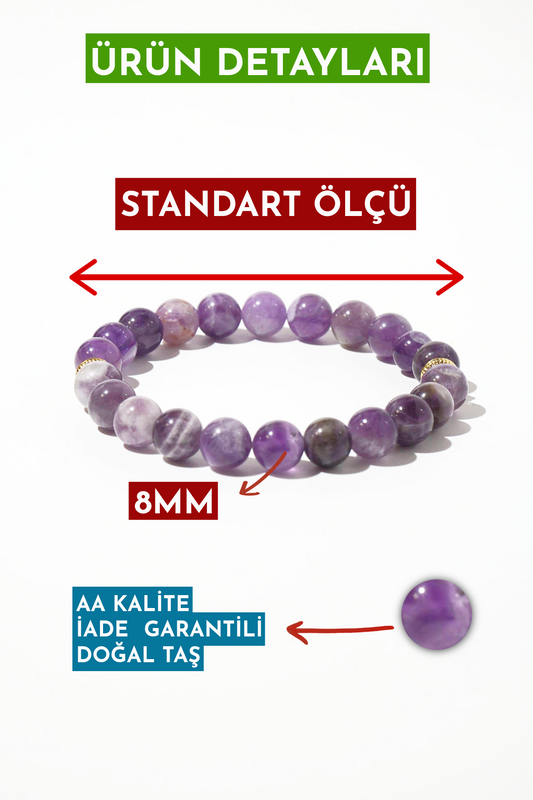 Ametist Taşı Doğal Taş Bileklik (Duygusal Dengenin Taşı)