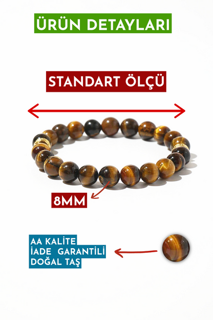 Tiger Eye Natural Stone Bracelet (Strength and Protection)