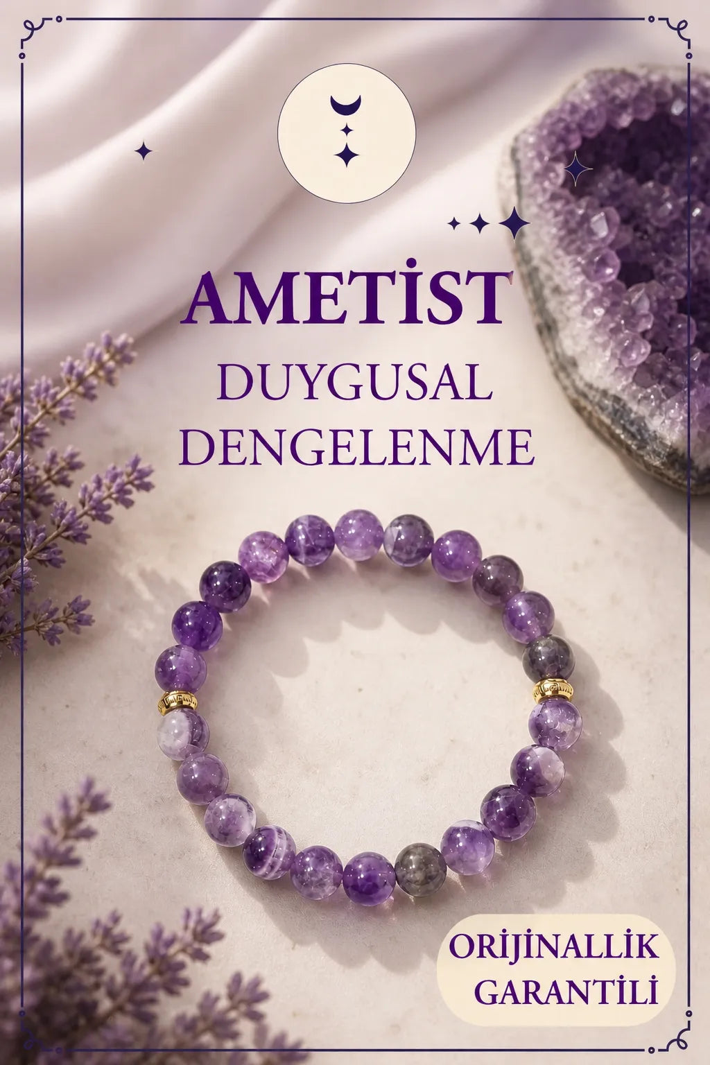 Ametist Doğal Taş Bileklik – Duygusal Denge & İçsel Sakinlik