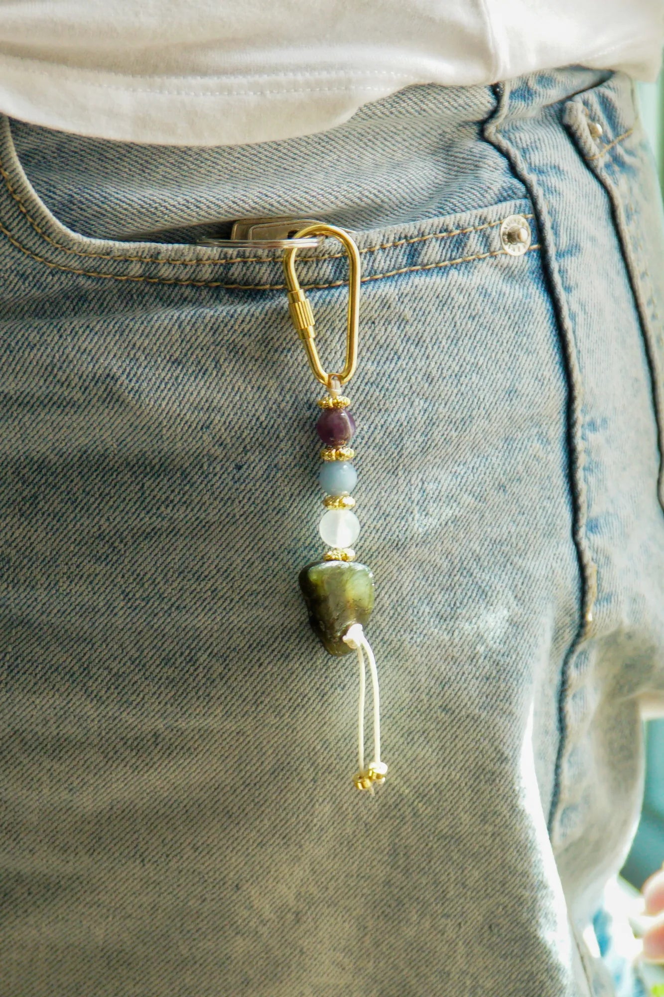 Ruhsal Korunma Anahtarlığı / Selenit – Ametist – Melek Taşı