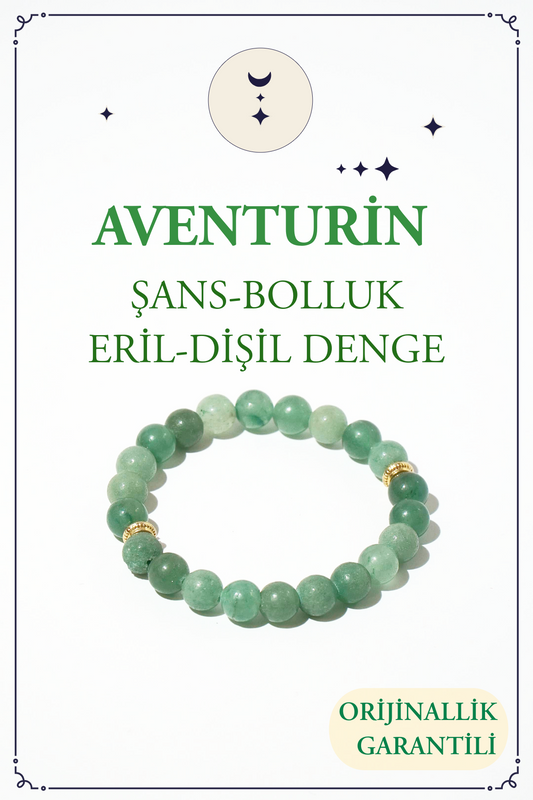 Aventurin Doğal Taş Bileklik (Şans ve Bolluk Getiren Taş)