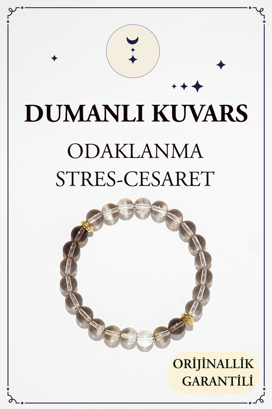 Dumanlı Kuvars Doğal Taş Bileklik (Odaklanma, Stres, Cesaret, Enerji Temizliği)
