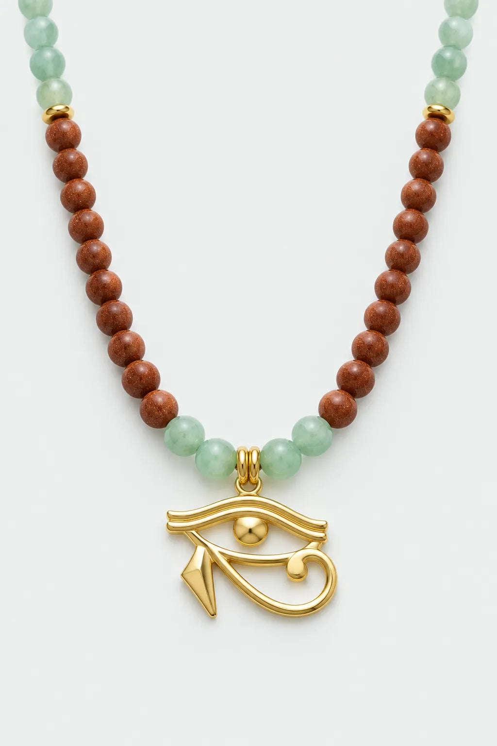 PROTECTION - Eye of Horus - Star Stone - Green Aventurine Natural Stone Necklace
