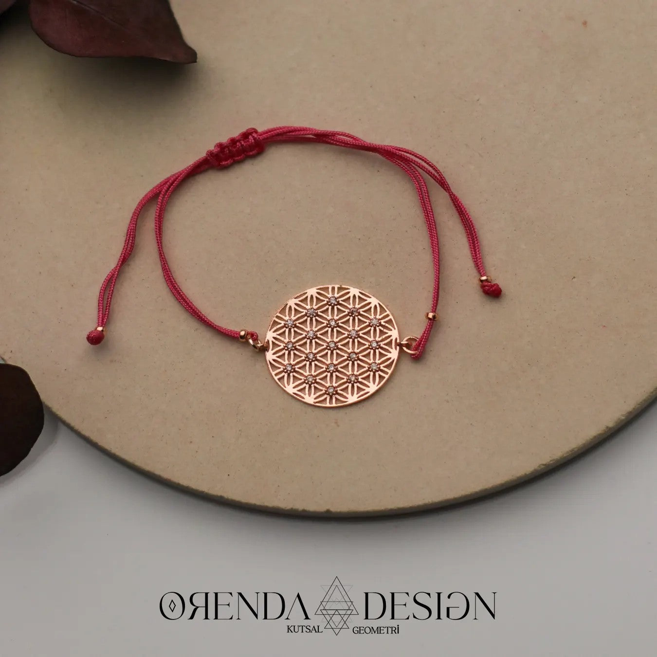 Rose Flower of Life Bracelet with Red String