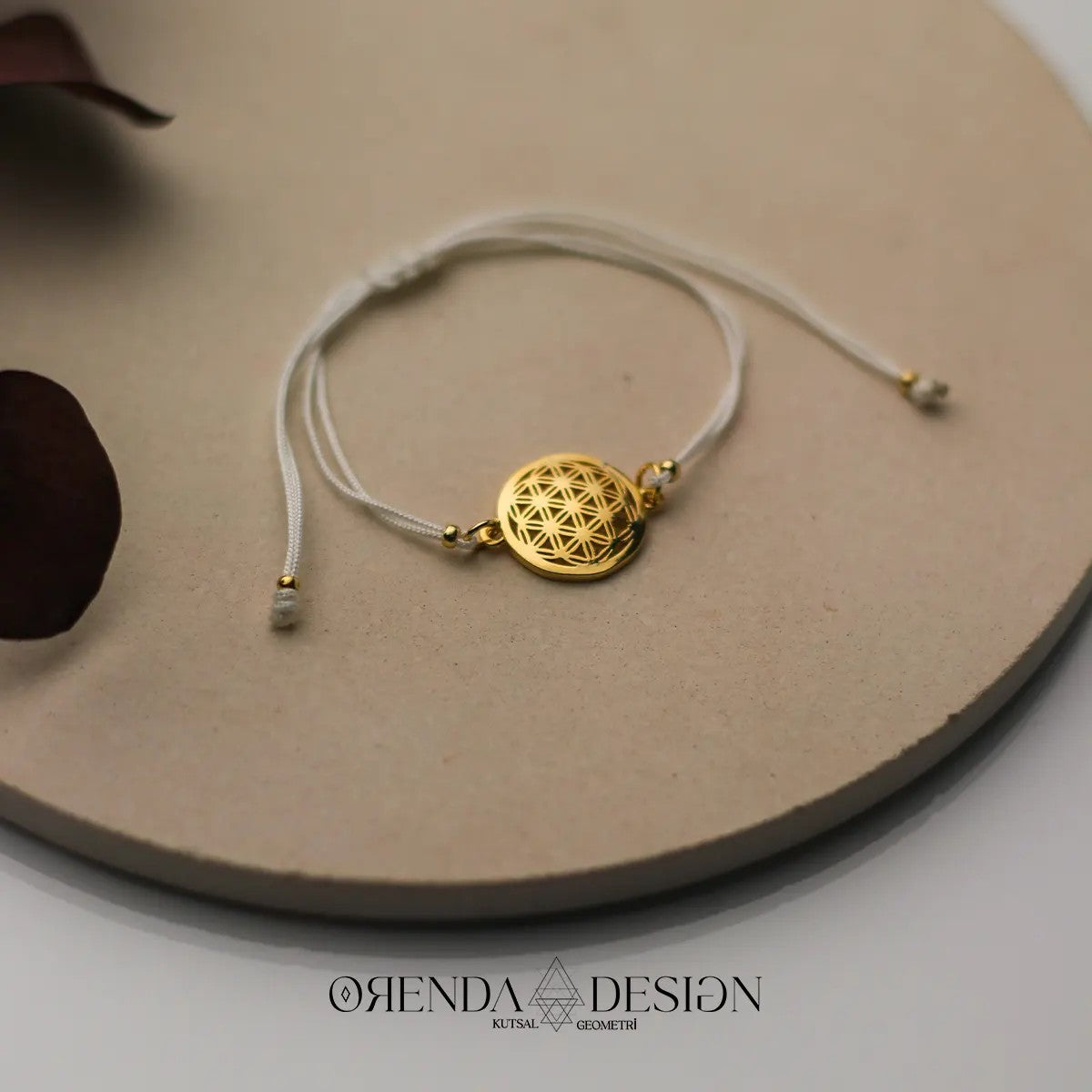 Gold Flower of Life Bracelet White Thread No.2