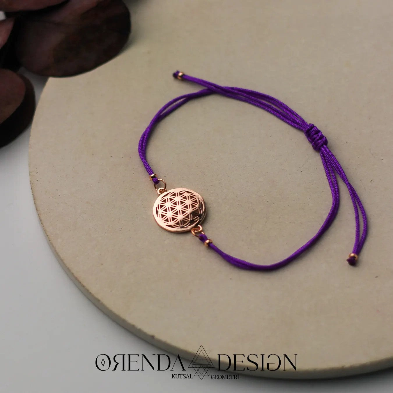 Rose Flower of Life Bracelet Purple Thread No.2