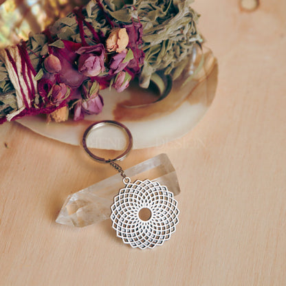 3-Piece Silver Flower of Life - Torus - Sriyantra Keychain