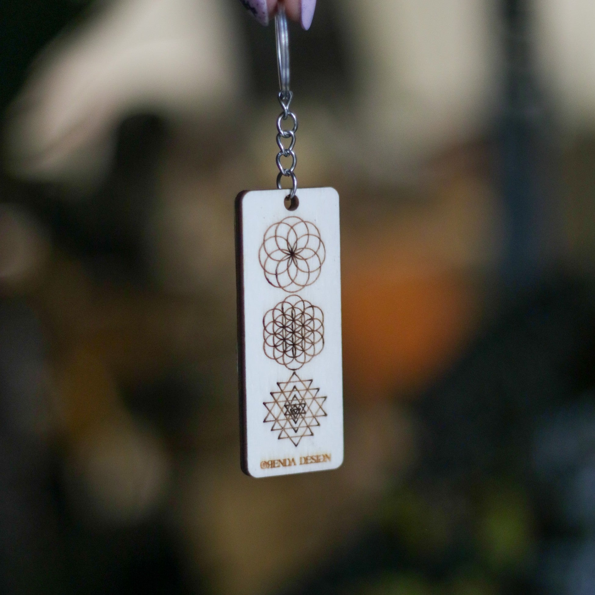 Sacred Geometry Wooden Keychain