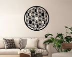 FLOWER OF LIFE (MOON PHASES) Painting Wood - Black 