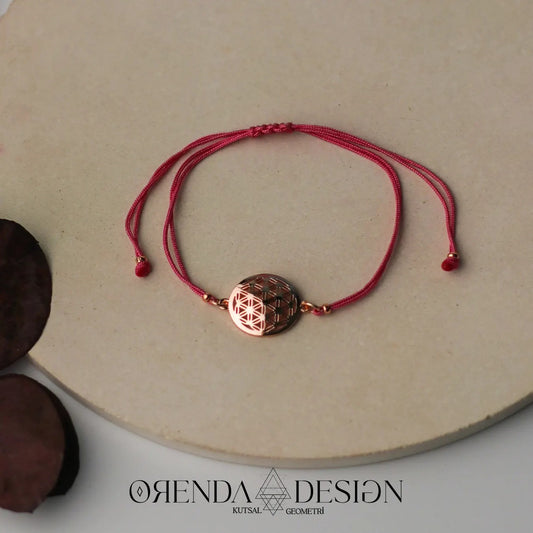 Rose Flower of Life Bracelet Red Thread No.2