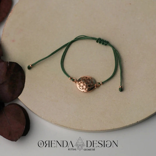 Rose Flower of Life Bracelet Green Thread No.2