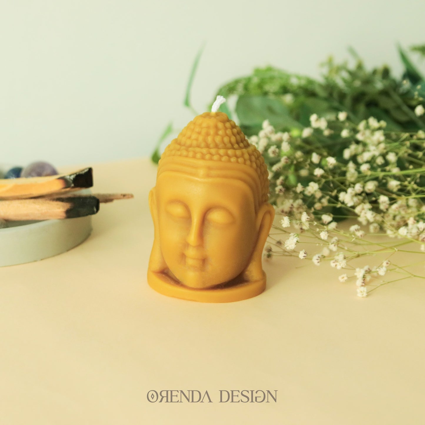 Buddha Head Beeswax Candle