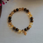 Citrine - Tiger Eye and Fatima Hand Symbol Natural Stone Bracelet - FIRE ELEMENT