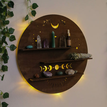 "THE MOON" Ahşap Raf Pano