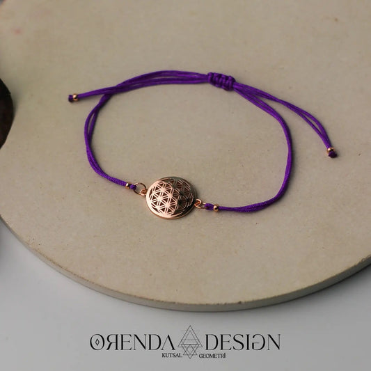 Rose Flower of Life Bracelet Purple Thread No.2