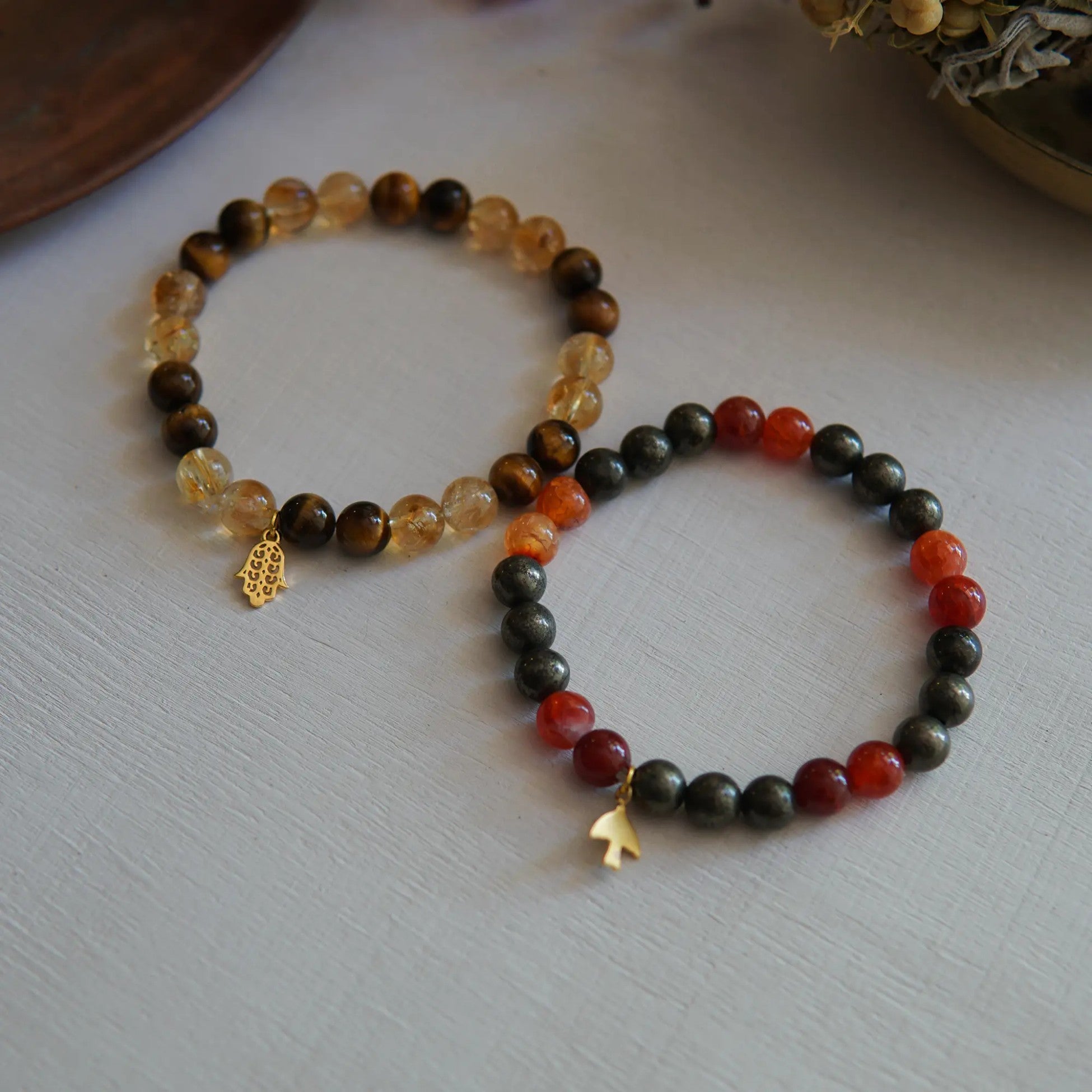 Fire Element Natural Stone Bracelet Set - Aries, Leo and Sagittarius