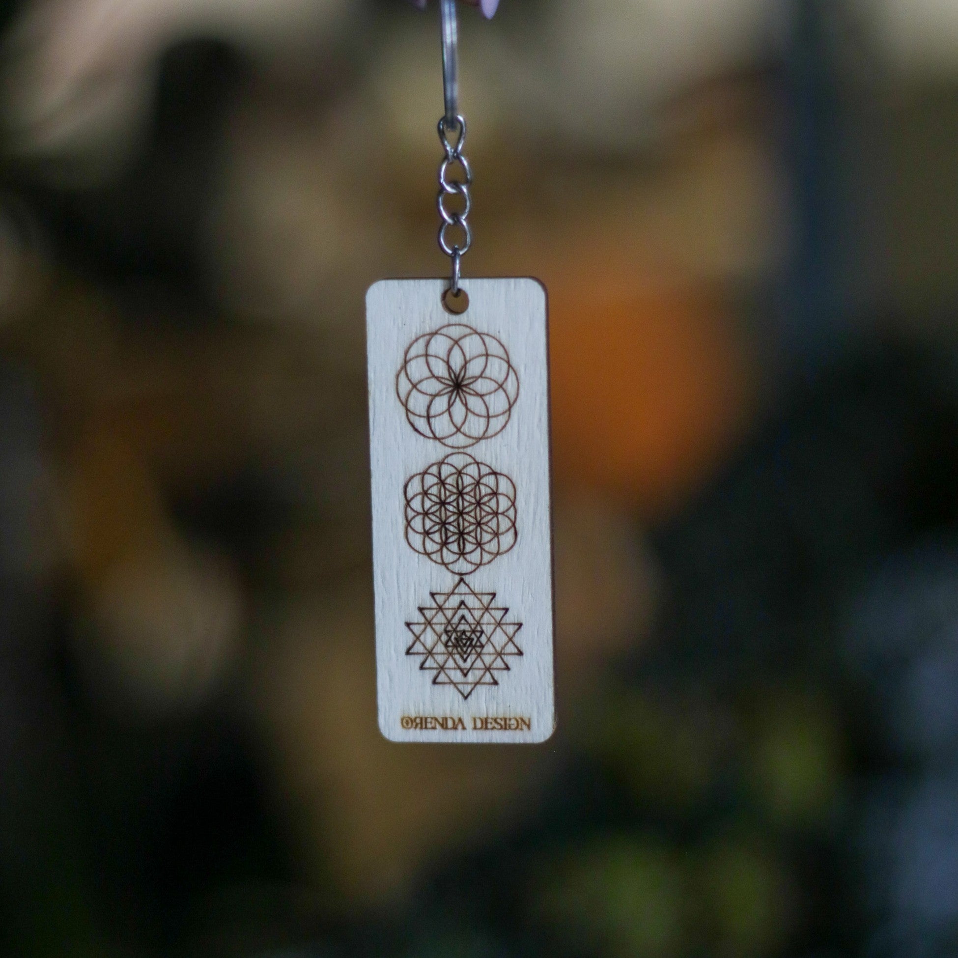 Sacred Geometry Wooden Keychain